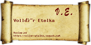 Vollár Etelka névjegykártya