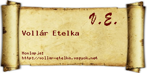 Vollár Etelka névjegykártya